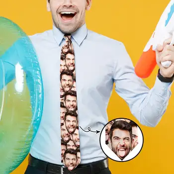 Gravata com foto personalizada, acessórios de festa masculinos personalizados, gravatas impressas, animais de estimação, facas, ideia engraçada, presentes de dia dos pais