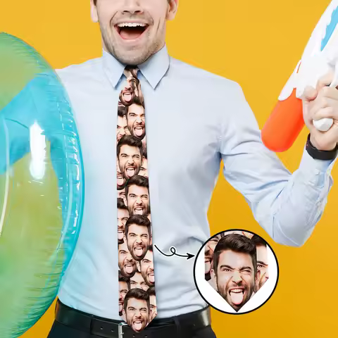 Personalized Photo Necktie Customized Men's Party Accessories Custom Printed Ties Pets Faces Tie Funny Idea Father's Day Gifts