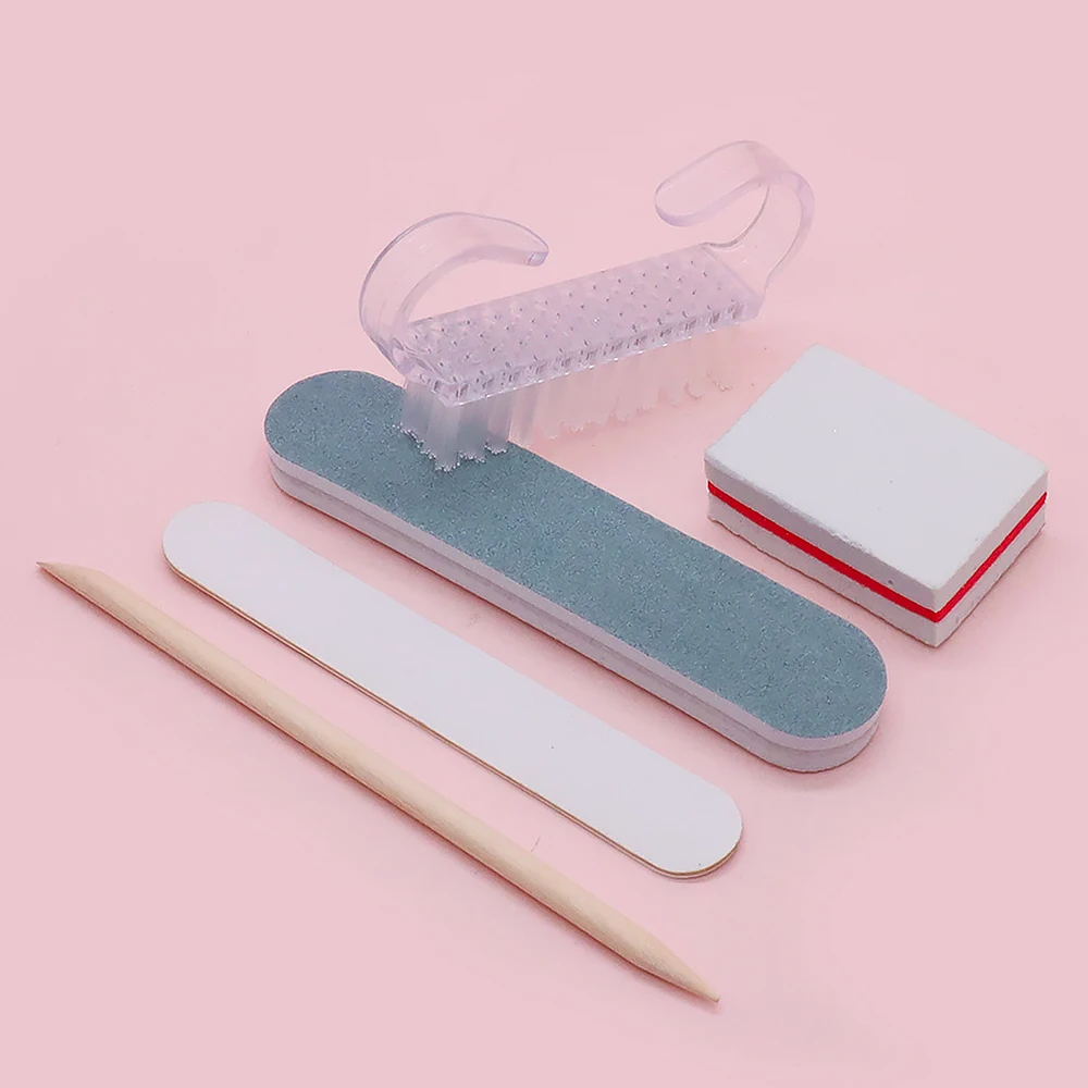 3/4/5/6 Pcs/Set Manicure Kit Mini Nail File Buffer Block Colorful Sandpaper Files Orange Wood Cuticle Pusher Care Nail Art Tools