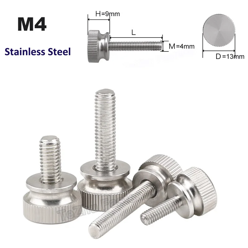 

1/2/3/5Pcs M4 Stainless Steel Thumb Screw Knurled Arc Step Hand Tighten Screw Fastener Adjusting Locating Bolt Nails Case for Pc