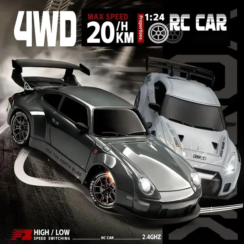 Drift Auto 1:24 Afstandsbed izan Auto 4WD 20KM / Hoge Speedheid Race Sport Auto LED-verlichting إضافي الانجراف الإطارات دي هدية