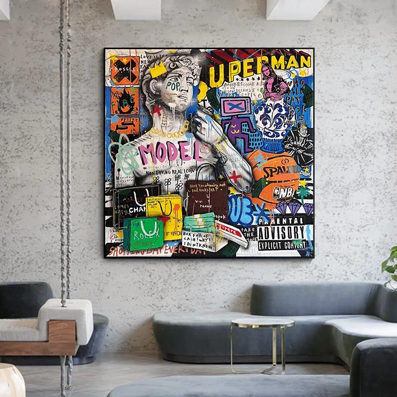 Graffiti David Canvas Paintings Luxury Fashion Wall Art Print Posters And Prints Pop Art Home Decorative Picture For Living Room