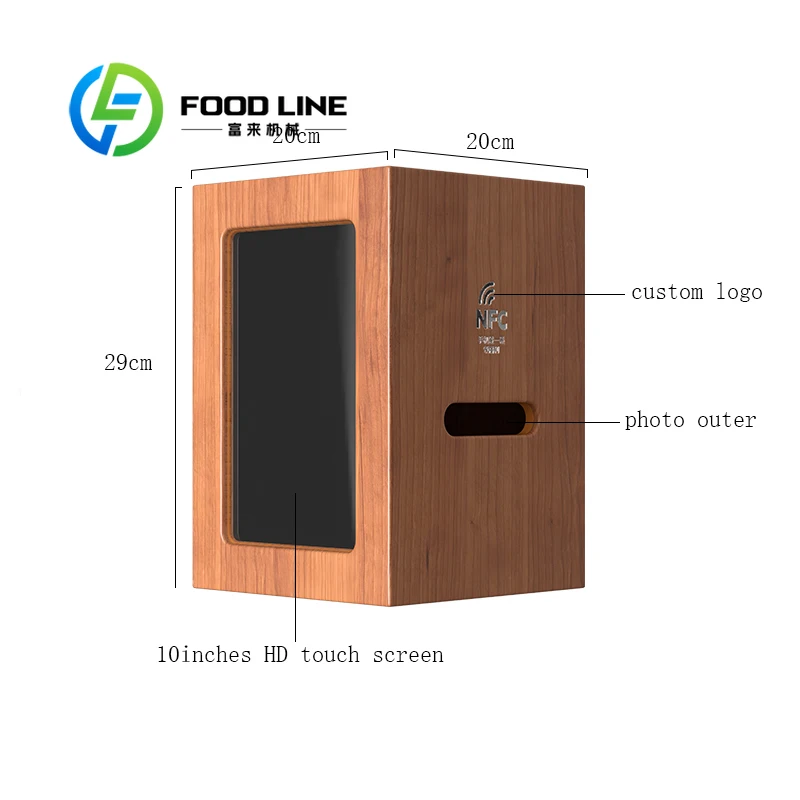Vintage Style 8-Inch Wall Mounted Photo Booth Machine Compatible with SLR Cameras Features Receipt Sticker Printing Function