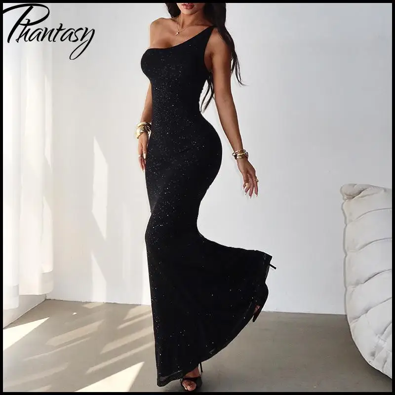 

Off-Shoulder Sexy Backless Sequined Evening Gown Long Dress 2026 New Arrival Hot Girl Trumprt Tulle Ankle-Length Dress Party