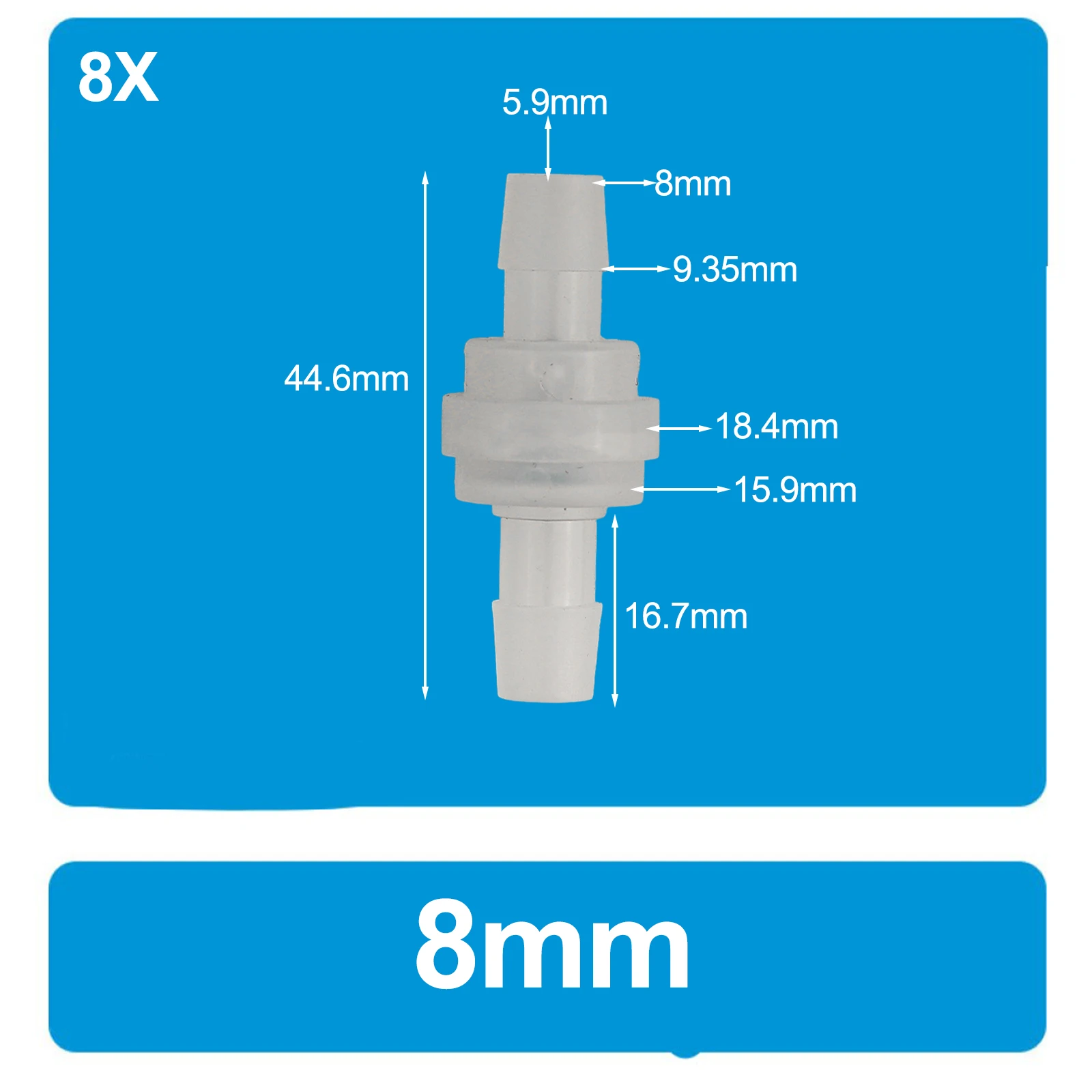 8PCS Plastic Unidirectional Check Valve Hose Barb Check Resistant Plastic Valve 6/8/10/12MM For Water Fuel Oil Air Gas