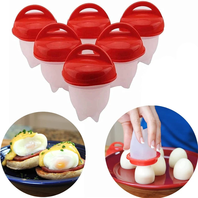 6pcs Egg Cooker Hard Boiled Egg Without The Shell Silicone Boiled Steamer Egg Poacher Cooker Silicone Nonstick Egg Boiler Cooker