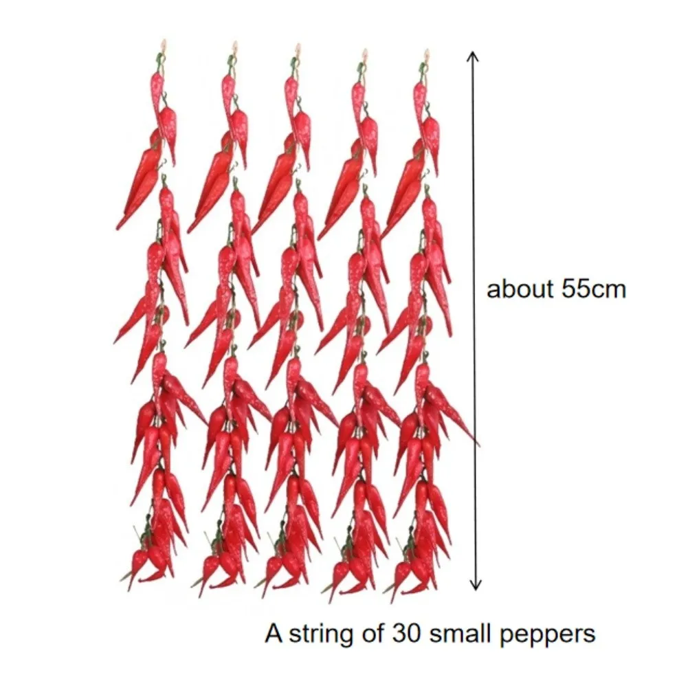 Realistic Red Chili Pepper Decor: 10-Piece Faux Vegetable Set For Home Hanging Garland Photography Props Kitchen Wall Home Decor