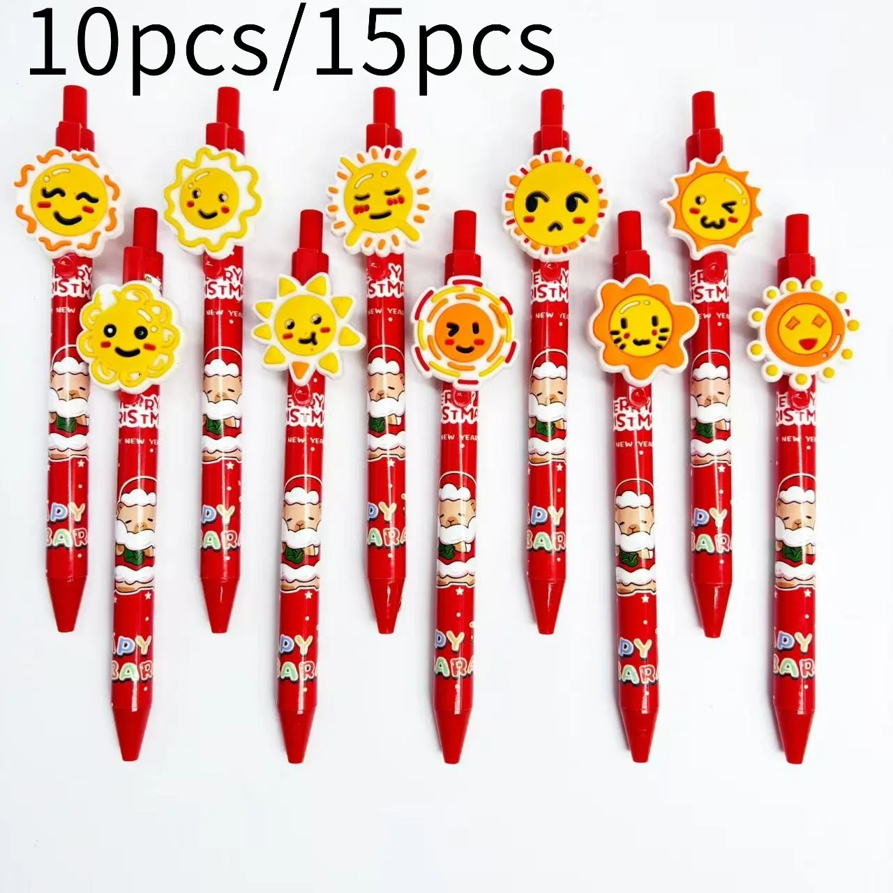 

10pcs/15pcs Creative Sun-Themed Ballpoint Pens, Warm Shine Series Ballpoint Pens, Student Writing Gift Pens
