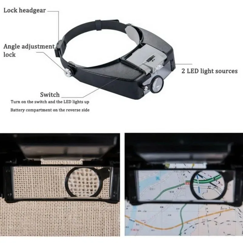 10X عقال نظارات المكبر قابل للتعديل حجم LED المكبر العدسة نظارات للقراءة Optivisor المكبر مضيئة