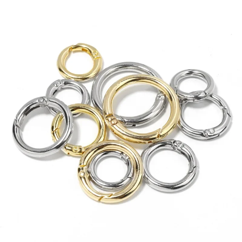 10Pcs/lot Metal O Ring Spring Clasps Openable Round Carabiner Keychain DIY Jewelry Keyring Dog Chain Buckles Bag Accessories