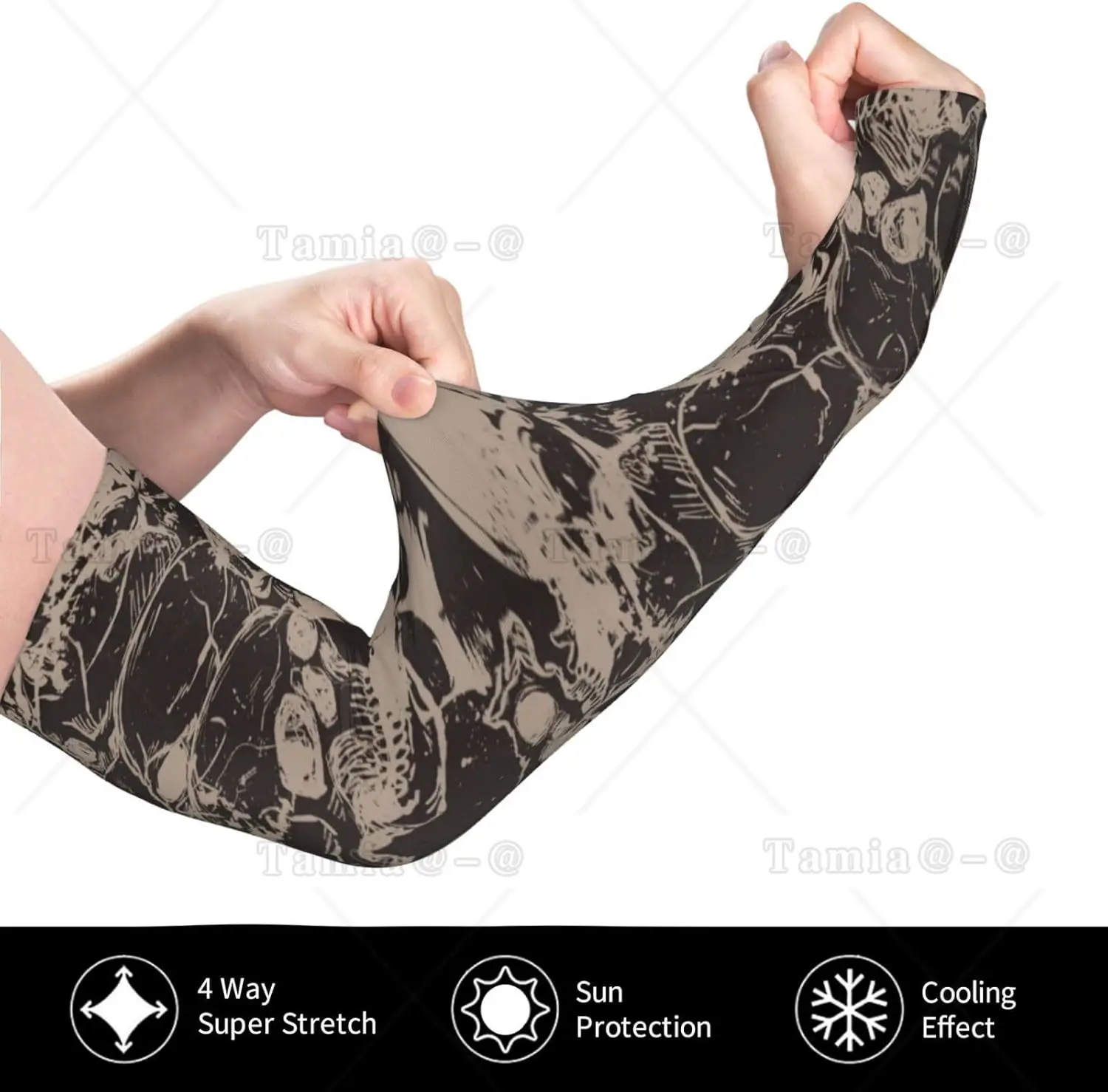 Tatuagem crânio desenho à mão jardinagem para mulheres homens fazenda proteção solar à prova de espinhos resfriamento braço mangas capa para esportes de jardim