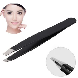 1pc Professional Slant Tip Eyebrow Tweezer High-Quality Stainless Steel Hair Removal Tool Non-Slip Tweezer Makeup Accessory