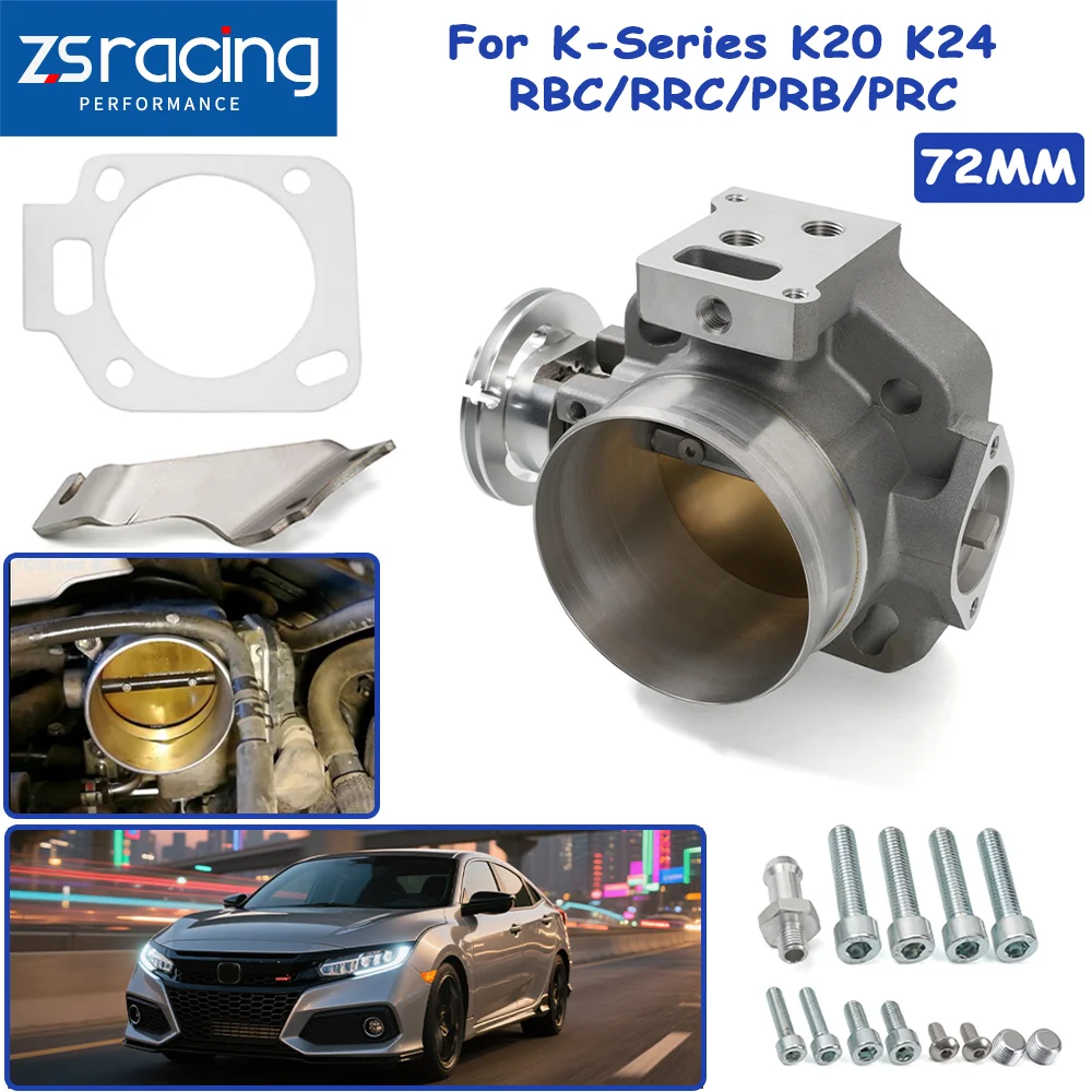 ZSRA-72MM Forge Intake System Throttle Body Aluminium Suitable For K-Series K20 K24 RBC/RRC/PRB/PRC Silver THB036