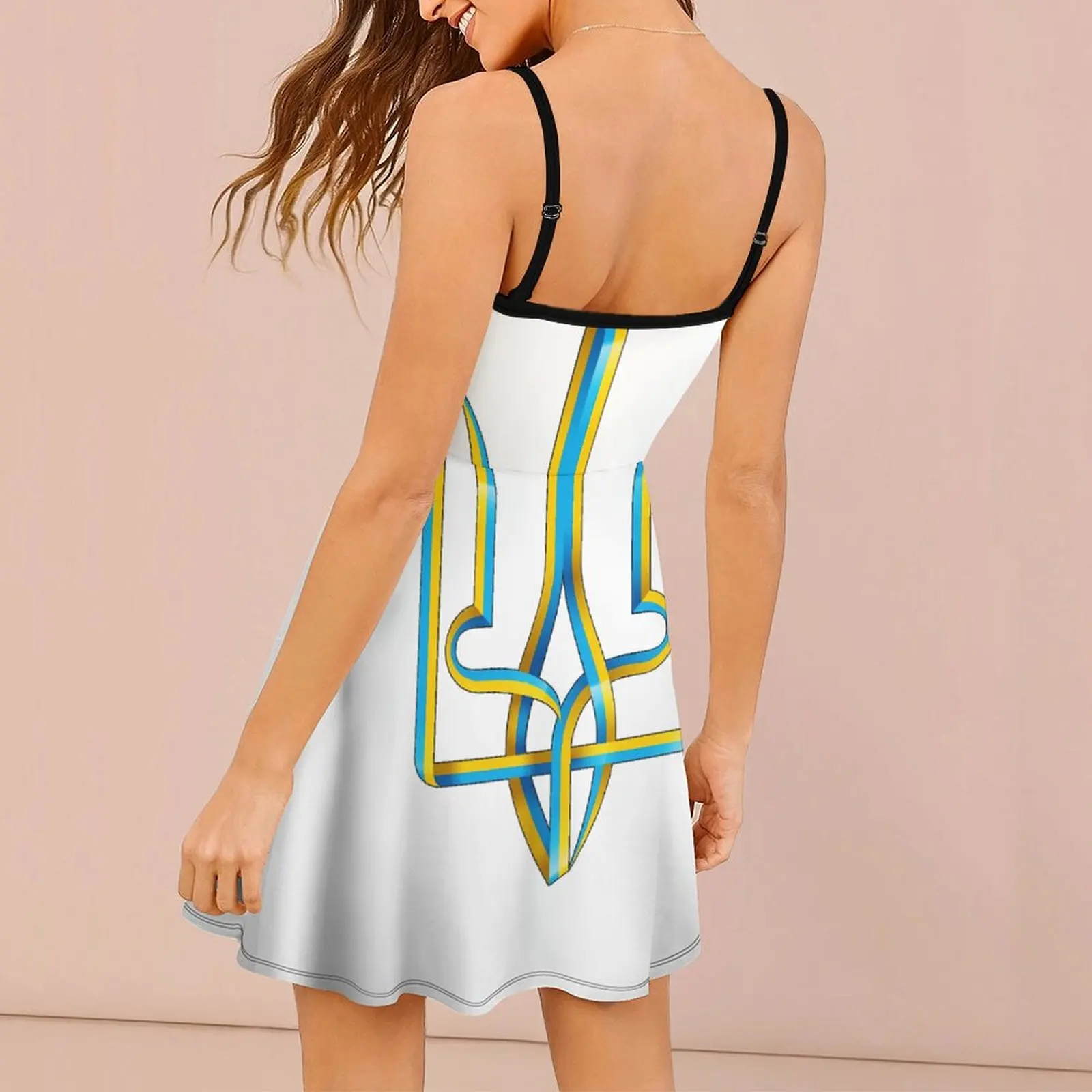 Sexy  Woman's Dress Suspender Dress Ukrainian Flag Tryzub  Art Print Women's Sling Dress Graphic Cool  Vacations Funny Novelty