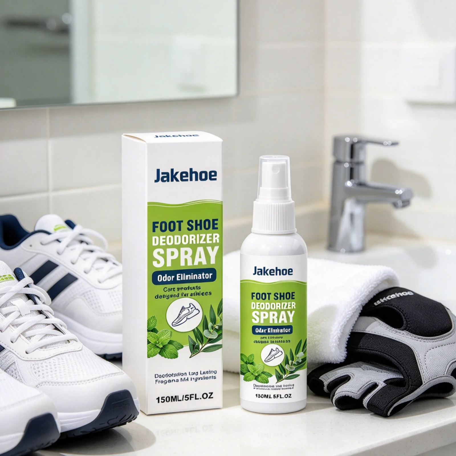 Jakehoe Shoe Deodorizer Spray Remove Foot Odor Long Lasting Freshness Gentle Ingredients No Residue Shoe Odor Eliminator 150ml
