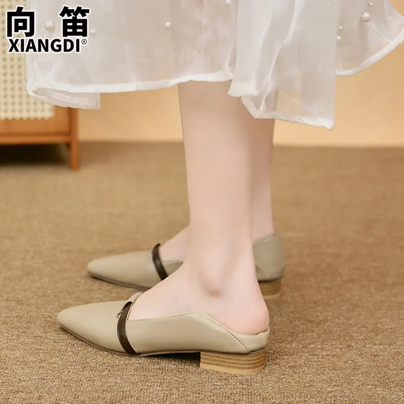 أحذية نسائية 2025 أحذية فردية جديدة بكعب منخفض، أحذية نسائية ذات فم ضحل بمقدمة مدببة، أحذية نسائية مسطحة #3