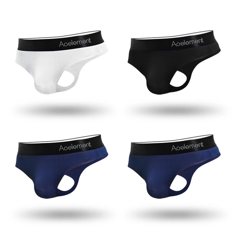 5 قطعة سراويل T للرجال منخفضة الارتفاع بلون سادة على شكل حرف U محدبة مرنة ضيقة من الحرير الجليدي ، سراويل على شكل حرف T ناعمة وكاشفة للأرداف قابلة للتنفس
