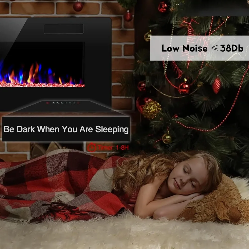 Camino elettrico da incasso e a parete da 68 pollici, ultra sottile e a basso rumore, adatto per 2 x 6 perni, telecomando