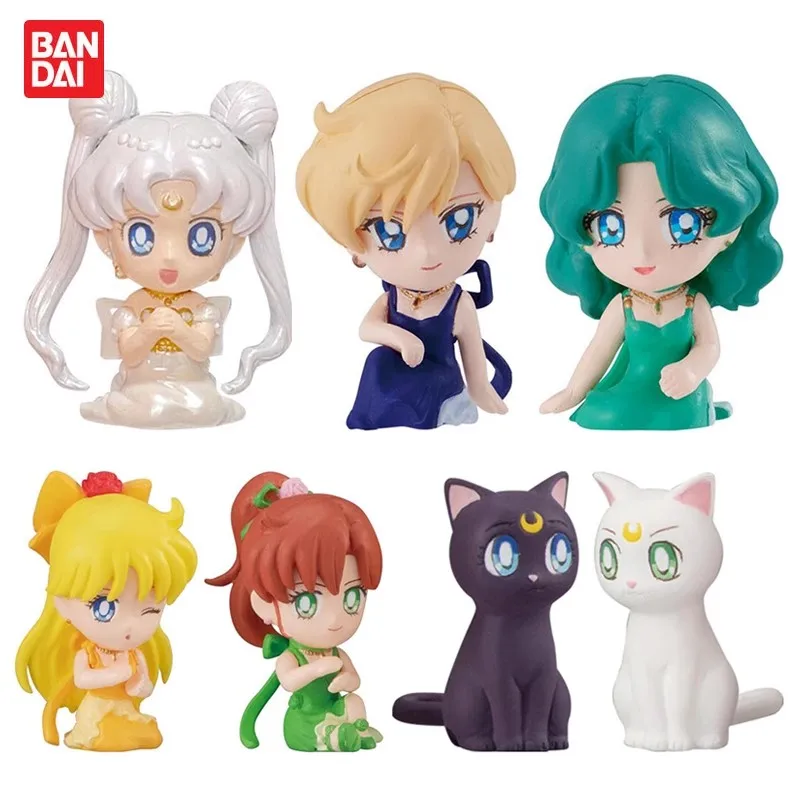 

Bandai Original 7Pcs Gashapon Hugcot 3 Sailor Moon Anime Figure Toys For Kids Gift Collectible Model Ornaments