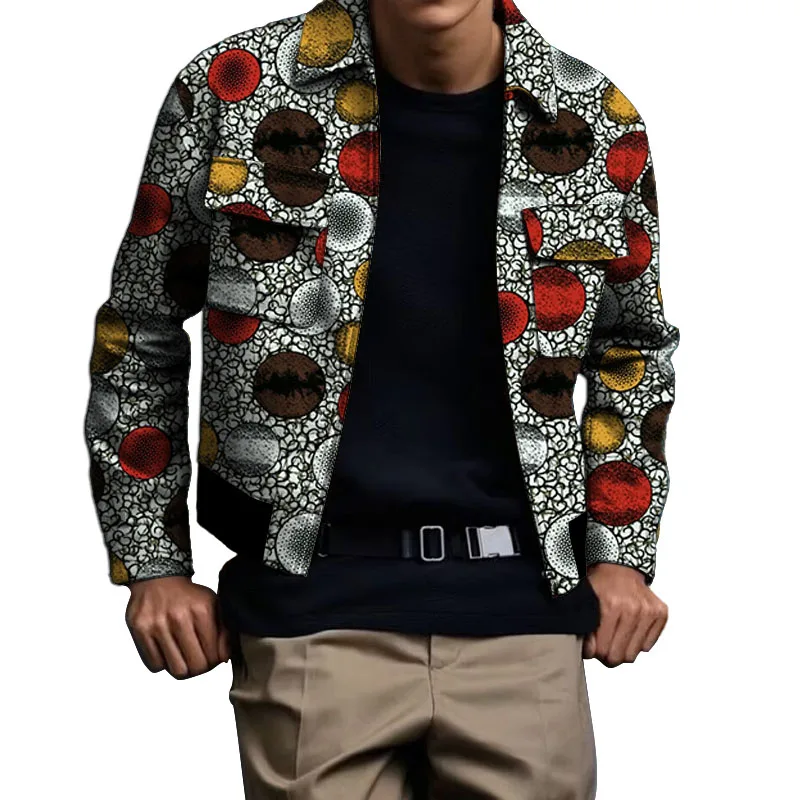 سترة منفوخة للرجال على الطراز العرقي مع جيوب مزدوجة على الصدر، أزياء أفريقية بياقة مقلوبة، معطف قصير للرجال، ملابس أنقرة