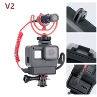 UURIG V2 Camera Cage Case Frame for Gopro 7 6 5 Action Camera Vlog Accessories with Cold Shoe for Microphone Light