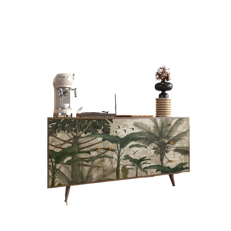 

French Nanyang style bedroom retro dining side cabinet, living room integrated wall storage cabinet