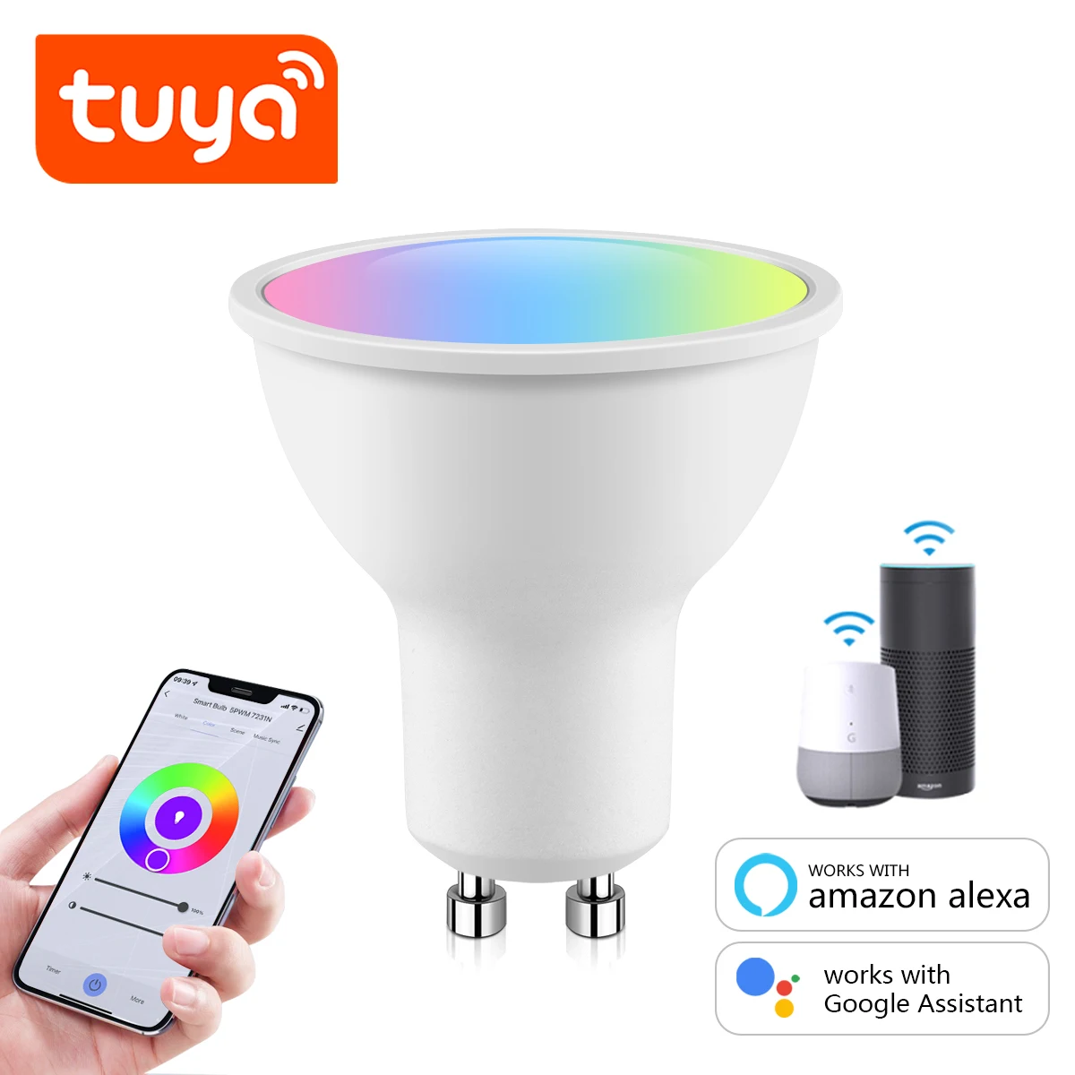 Tuya Smart Life APP Control WIFI Smart LED Light Bulb Voice Control AC220V E27 E14 GU10 LED Bulbs work with Alexa Google Home