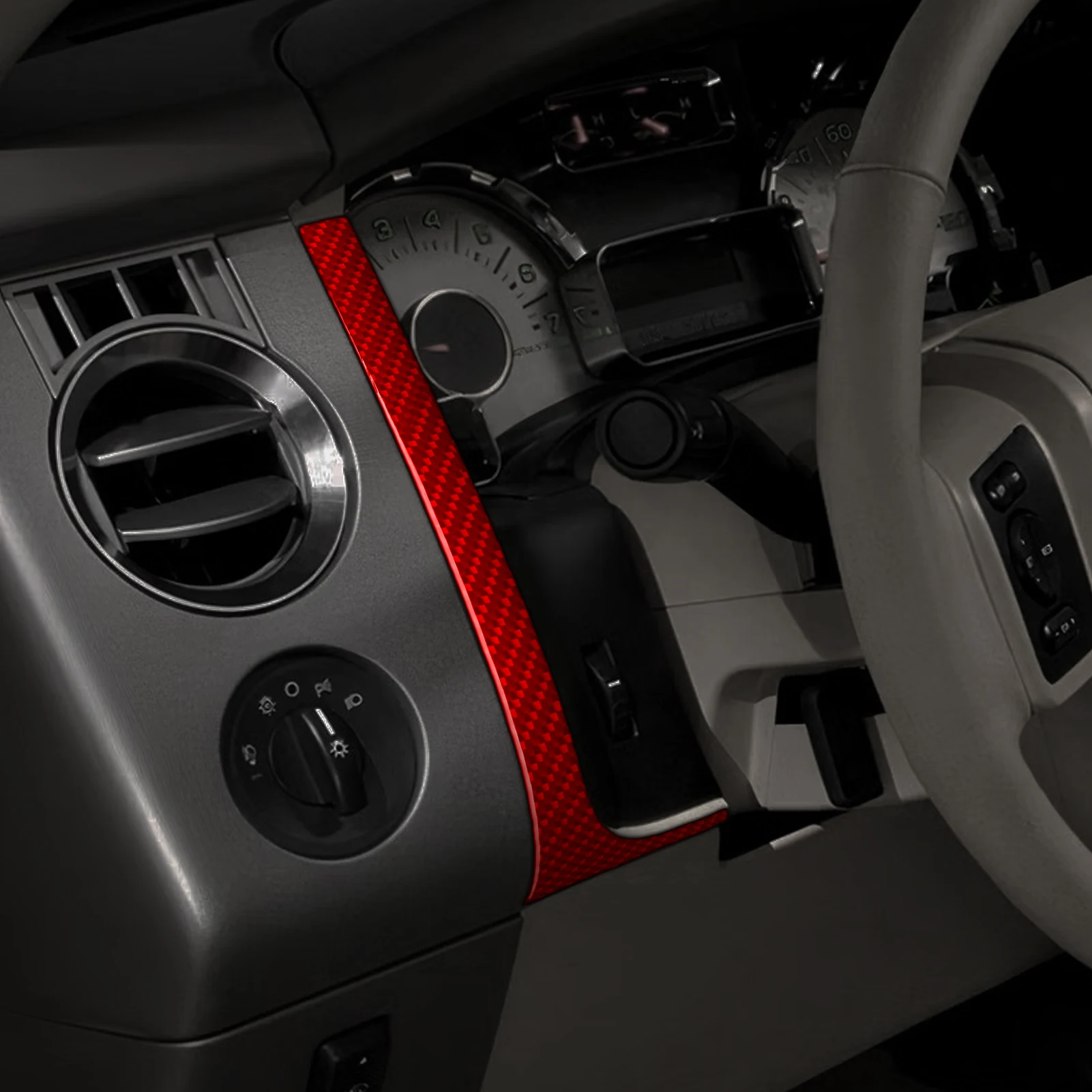 For Ford Expedition 2007–2014 Car Speedometer Frame Trim Red Real Soft Carbon Fiber Interior Car Accessories Decoration Stickers