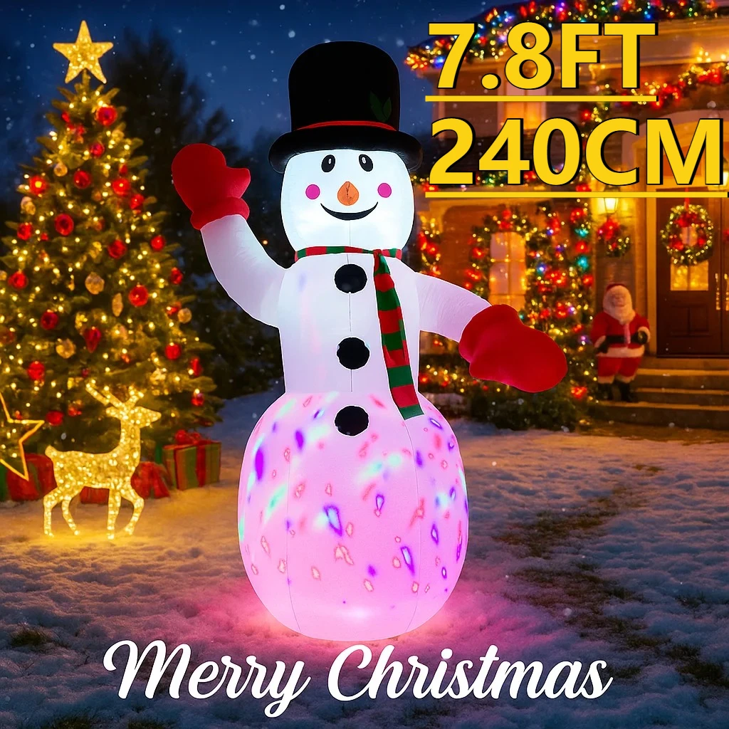 7,8 футов светодиодный надувной рождественский декор для двора, снеговик, Рождество, уличное украшение для дома, рождественские праздничные игрушки, подарочные принадлежности, декор для двора