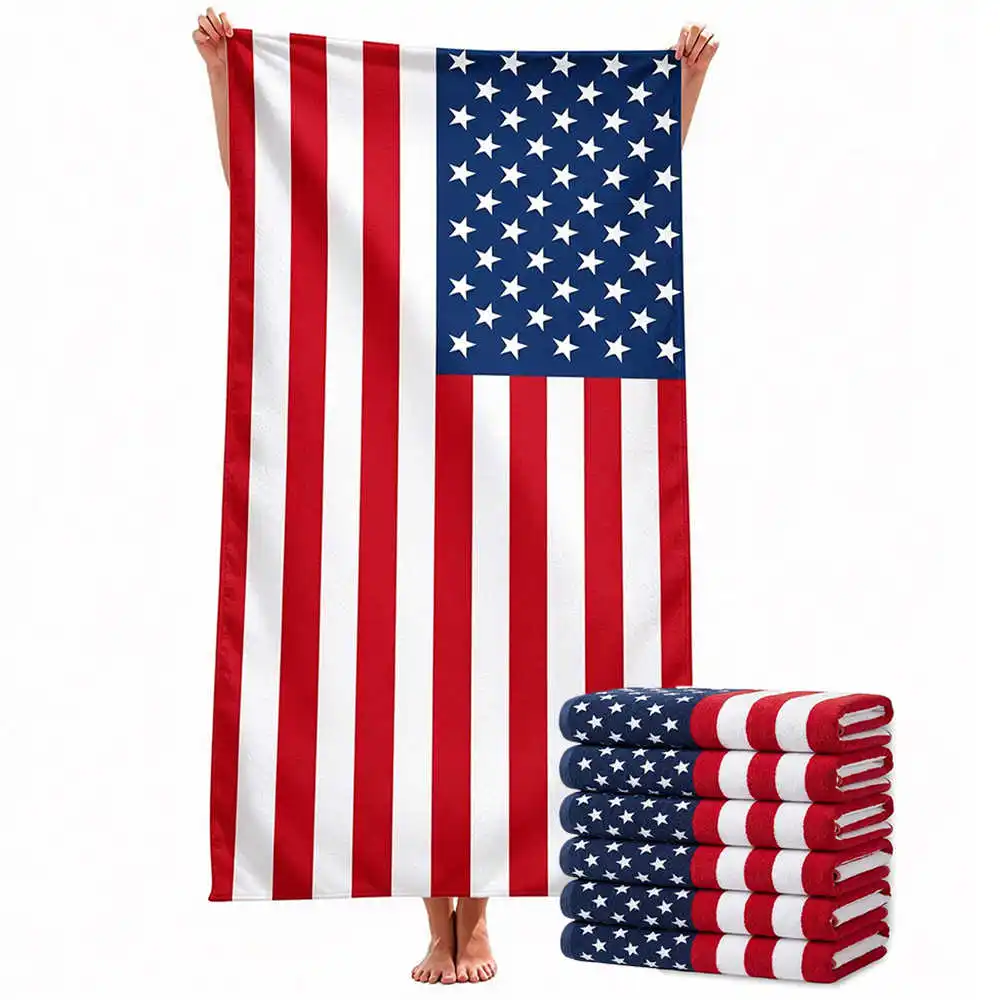 Microfiber Beach Towel American Flag Quick Dry Absorbent Skin Friendly Adults Travel Sport Bath Towels For Bathroom Gym Pool