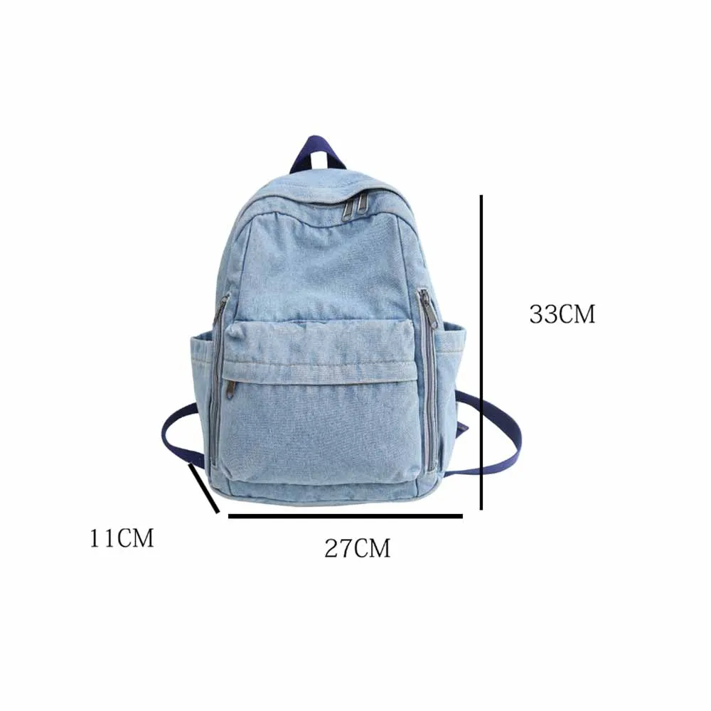 Women's Denim Zipper Backpack, New Outdoor Couple Backpack, Custom Embroidered Retro Denim Bag, Simple Holiday Gift Backpack
