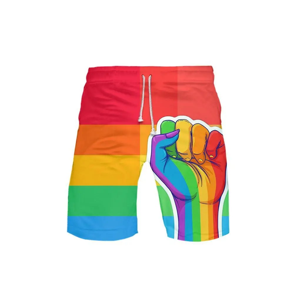 

LGBT Board Shorts Trunks Gay Love Lesbian Rainbow Flag Design Summer Beach Swimming Shorts Hip Hop Short Pants Beach clothes