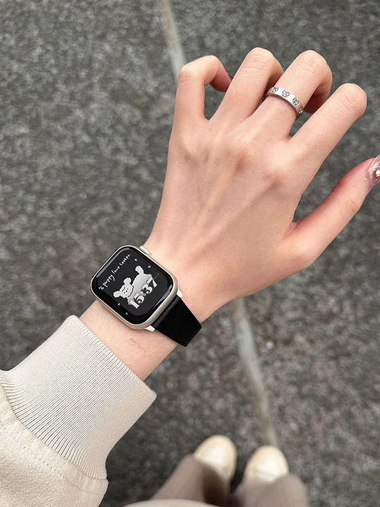 Correa magnética de perro bonito para Apple Watch Ultra 10 9 8 7 6 5 SE, correa de cuero para iWatch 38mm 40 41mm 42mm 45mm 46mm 49mm