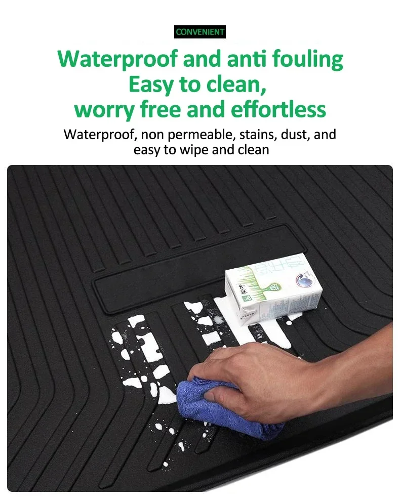 Imagen 4: Estera de maletero trasero para Zeekr 001 2021 2022 2023 2024 2025, estera de almacenamiento lavable, caja trasera enrollable, Material TPE, colchón para maletero de coche