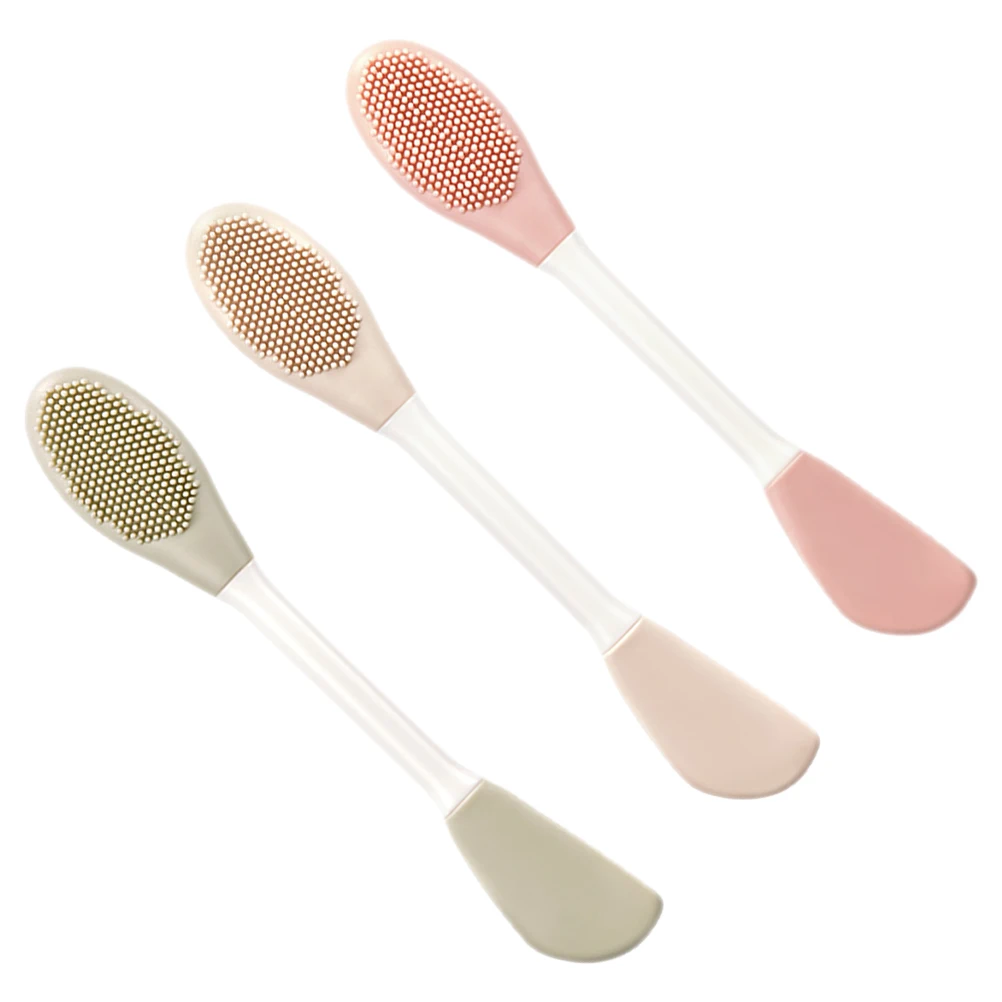 

3 Pcs Face Mask Brush Double Head Silicone Cleansing Tool Mud Mask Applicator Scrubber Facial Exfoliator Beauty Salon Skincare