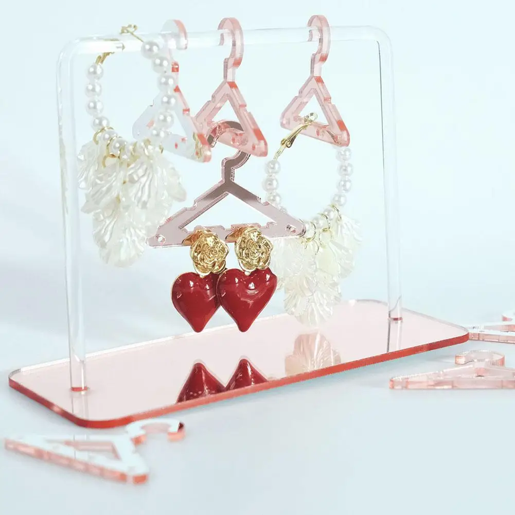 Mini Jewelry Display Stand Creative Acrylic Ear Studs Organizer Simple Elegance Mini Coat Hanger Rack For Home Shop Counter