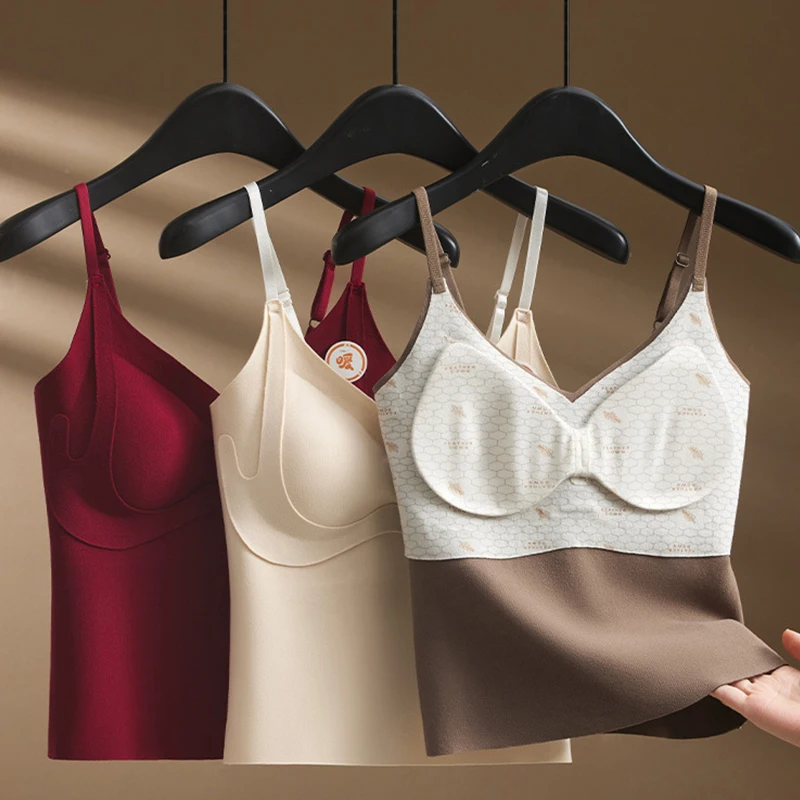 Autumn And Winter German Velvet Thermal Vest For Women no Breast Pads Large Size Seamless Thermal Un