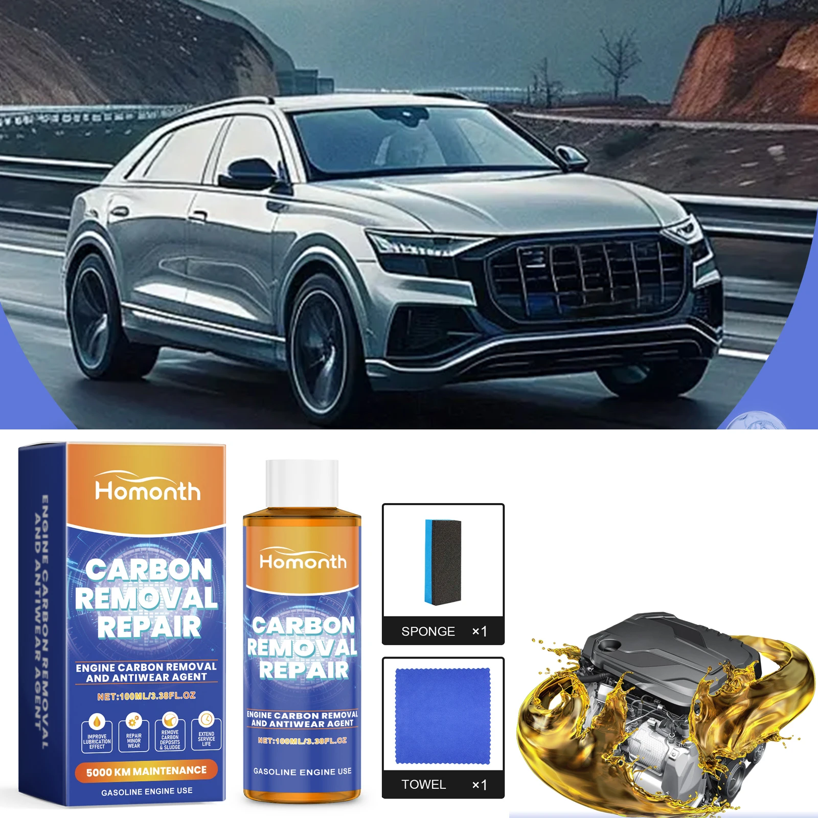 Car Engine Carbon Removal Repair Agent Highly Effective Engine Anti-Wear Protectant Engine Oil Noise Reduction And Anti-Shaking