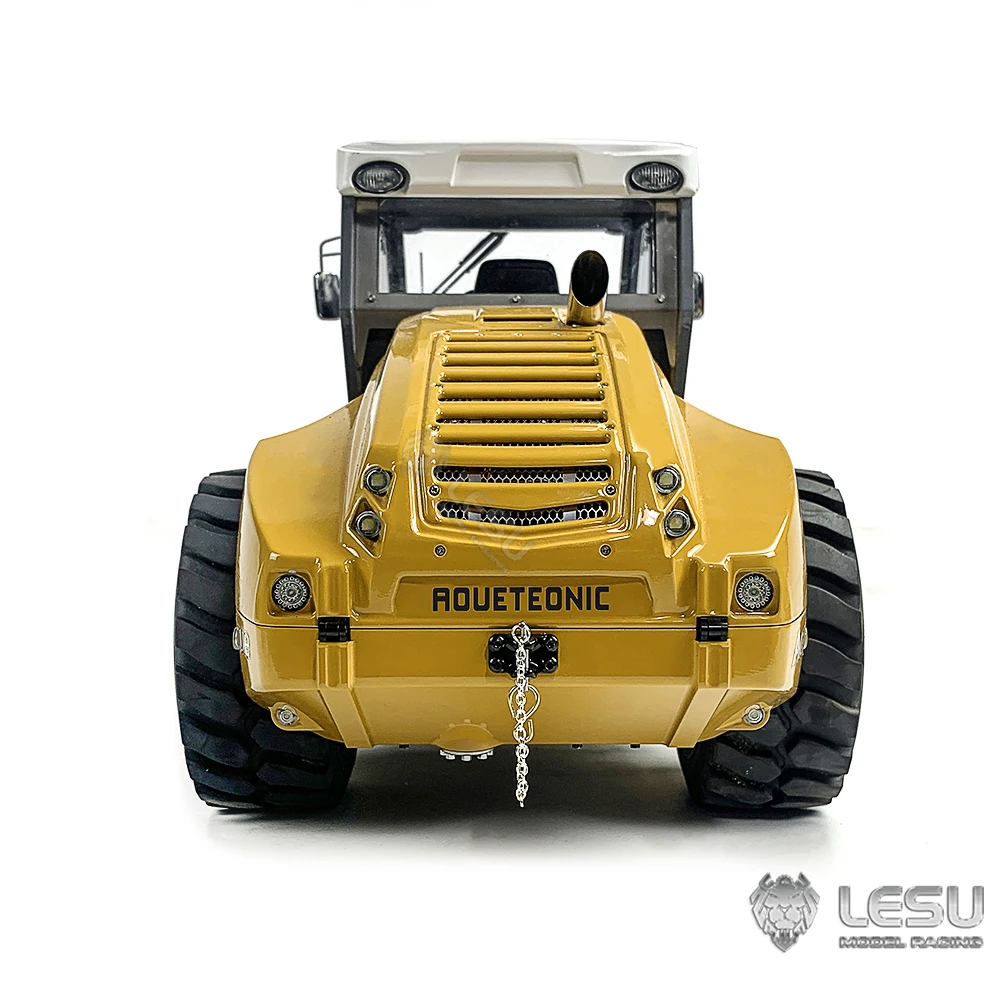 Metal LESU 1/14 RC Road Roller HAMM-H13ix vehículos de construcción hidráulicos luces sonido ESC Motor modelo juguetes terminados para adultos