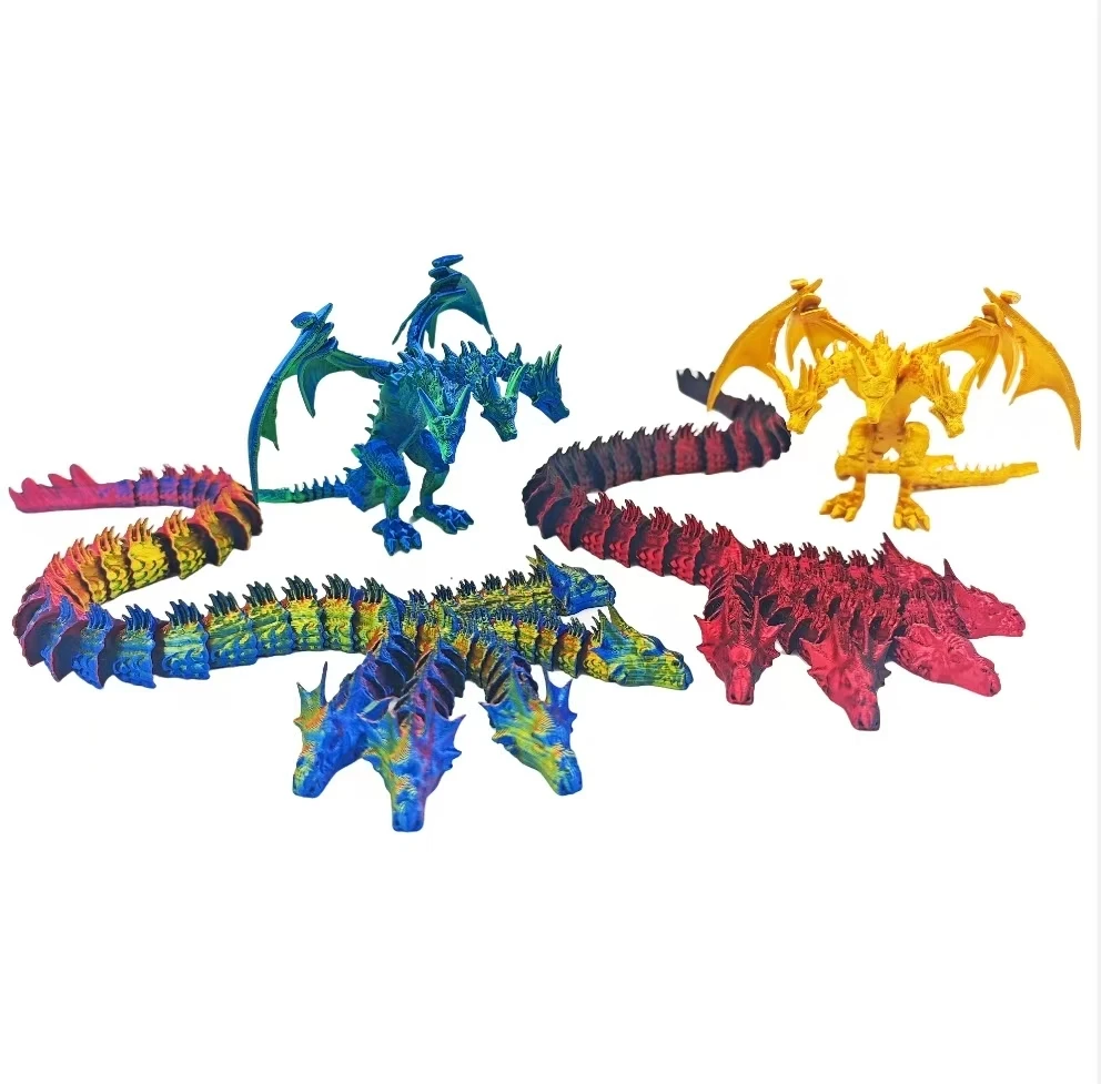 

3D Printing Three Headed Dragon and Five Headed Dragon Models, Creative Statue Ornaments for Christmas and Home Furnishings