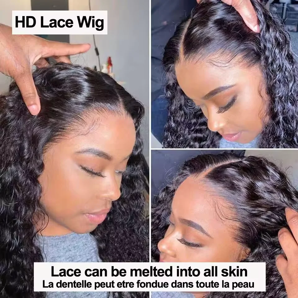 42 40 30Inch 300 Density 13x6 Hd Lace Frontal Wig Water Deep Wave Human Hair Wigs 100% Lace Curly Wigs For Black Women image 4