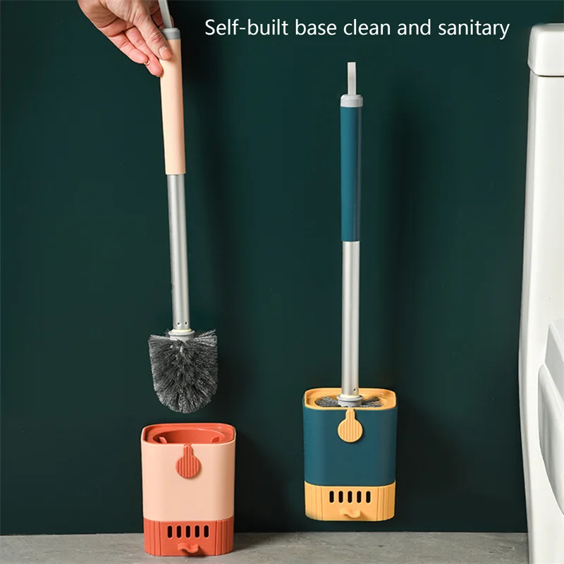 1 Set Toilet Brush With Holder Wall Mounted Long Handle Flexible Toilet Bowl Cleaning Brush Bathroom Cleaning Supplies