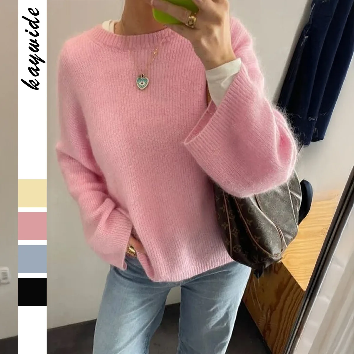 

Модный вязаный длинный свитер све для женщин, независимая станция, трансграничный однотонный осенне-зимний женский трикотаж