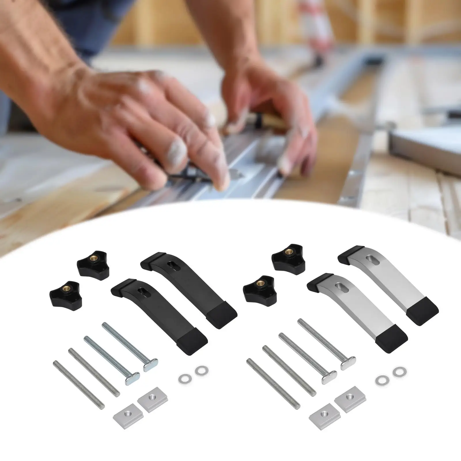 T Tracks Hold Down Clamp Aluminum Alloy Adjustable Work Holding Rustproof Press Plate Clamp with Bolt and Silder for Panels