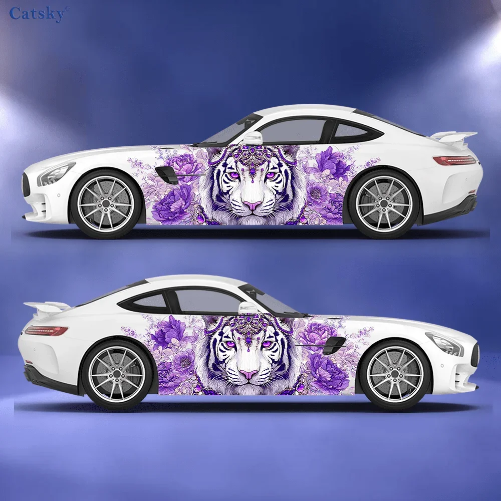 

Purple Gemstone Shining Tiger Car Side Sticker Decor,PVC Waterproof Scratch Resistant Decal,Car Protection,Auto Accessories Gift