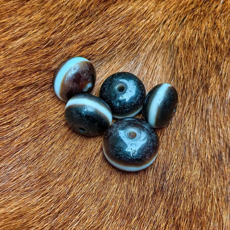 5Pcs/Lot One Line Totem Pharmacist Weathering Horseshoe Pattern Highly Oily Old Agate Dzi Beads Necklace Bracelet DIY