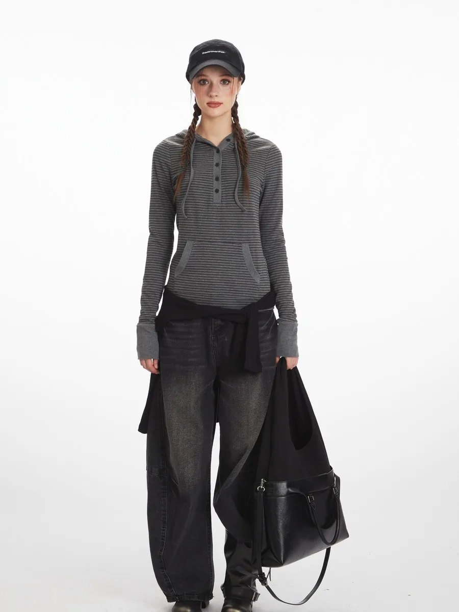

Hooded Patchwork Kangaroo Winter Fall Inner Basic Pure Color Bodywear Fitness Slim Fit Elegant Tops Tshirts for Women Girls
