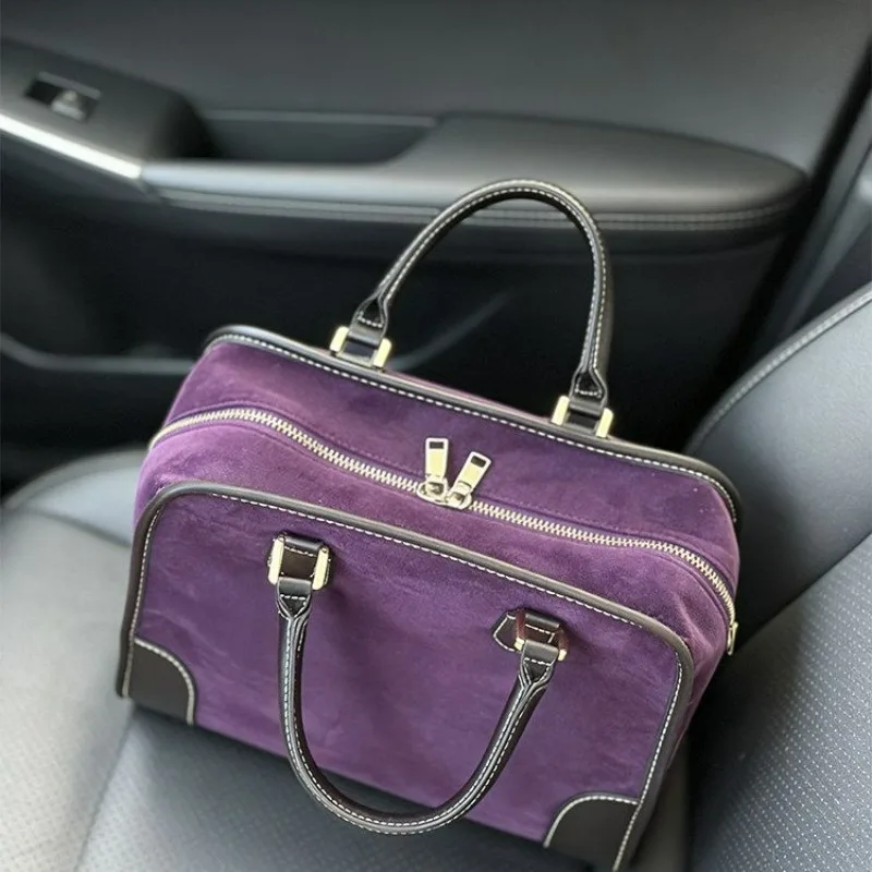Portable Large-capacity Retro Purple Bag Women's New High-value Commuter Suede Pillow Bag Exquisite Simple Casual Personality