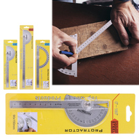 Stainless Steel Protractor 180 Degree Metal Ruler Multi Angle Measuring Ruler Carpentry Tool Woodworking Tools