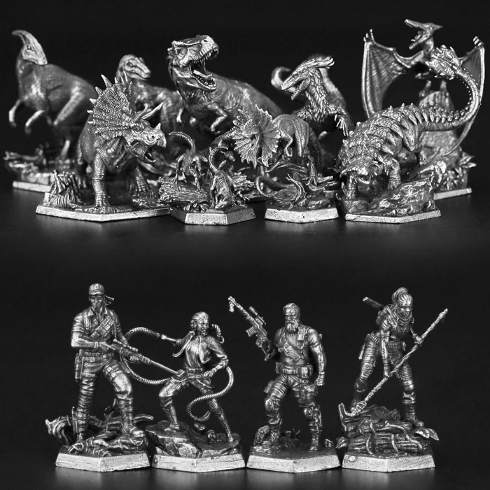 Copper Dinosaur Figurines Model Ornaments Eoraptor Dilophosaurus Troodon Desktop Decoration Chess Pieces